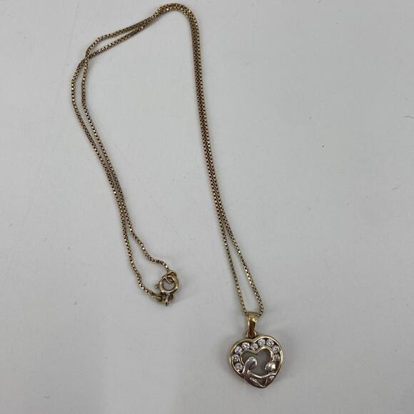 Sterling silver gold plated mother and child pendant necklace - Picture 1 of 4